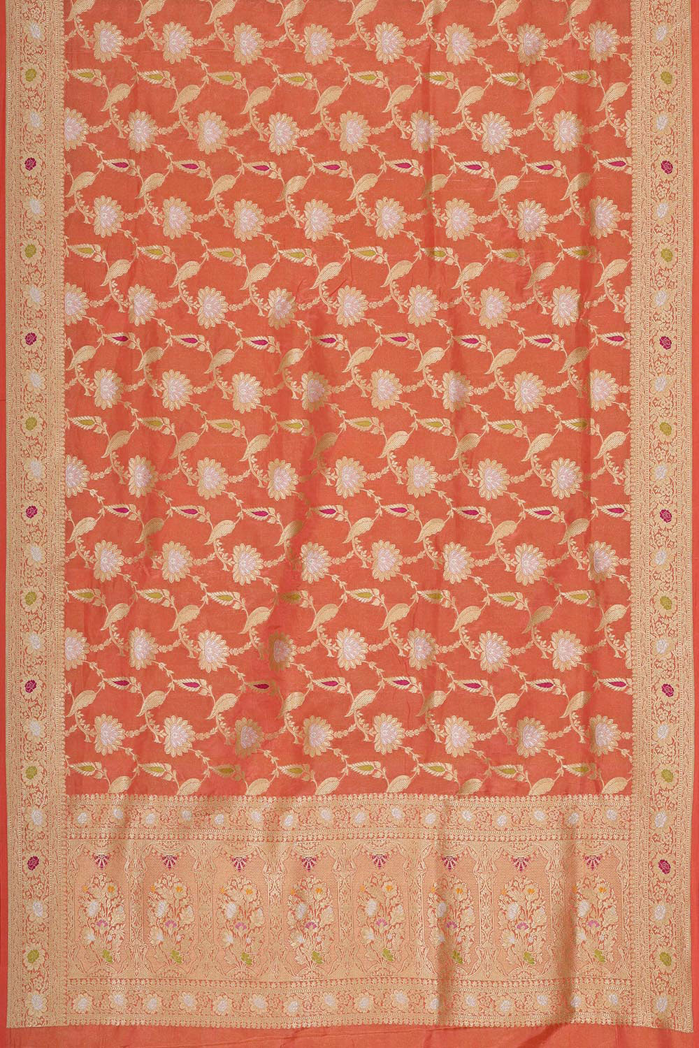 Banarasi Silk Peach Tissue Saree