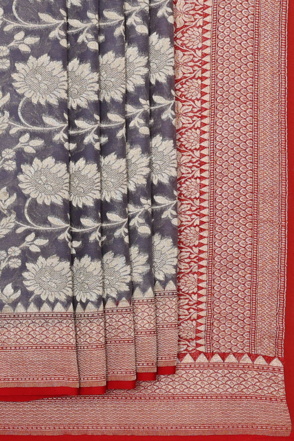 Image of Banarasi Georgette Bluish Grey Saree