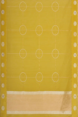 Collection of Organza Golden Green Saree in a gallery layout