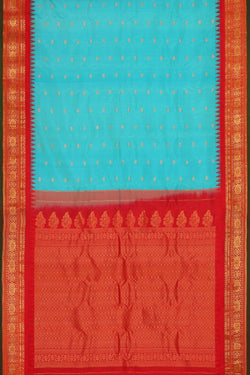 Image of Gadwal Silk Sky Blue Saree