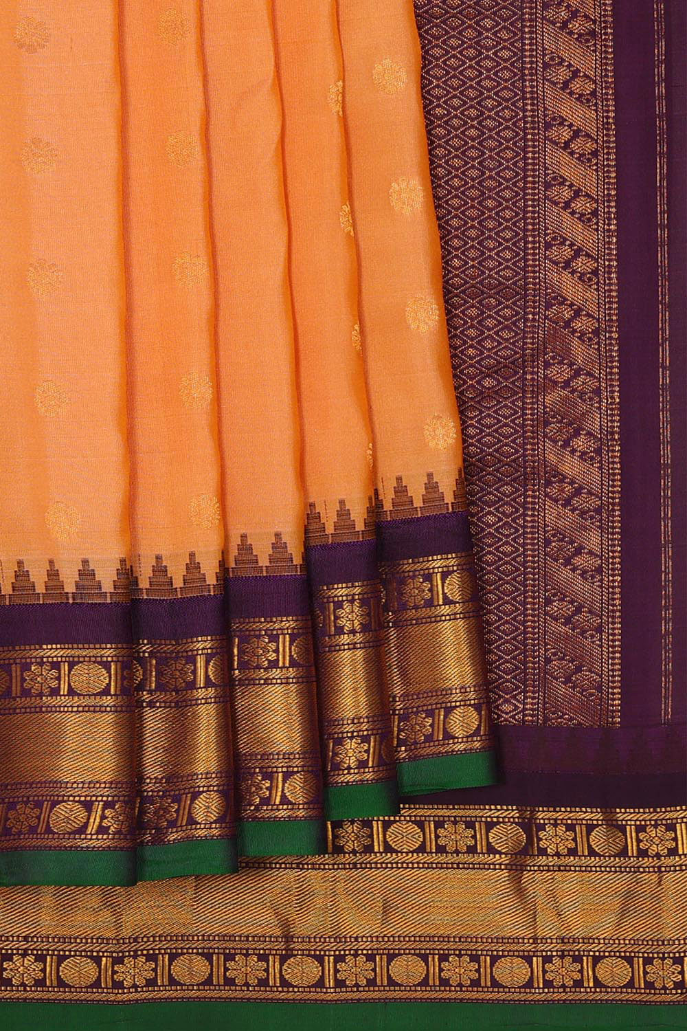 Gadwal Silk Peach Saree