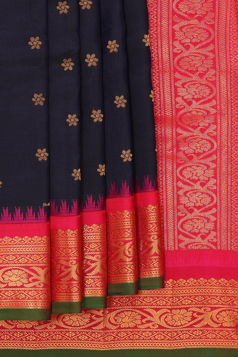 Gadwal Silk Navy Blue Saree