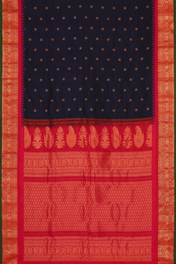 Image of Gadwal Silk Navy Blue Saree