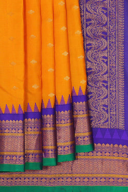 Image of Gadwal Silk Orange Saree