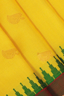 Image of Gadwal Silk Yellow Saree