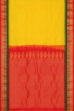 Image of Gadwal Silk Yellow Saree