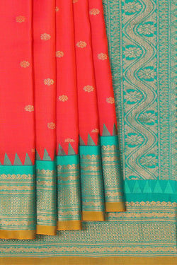 Image of Gadwal Silk Red Saree