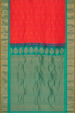 Image of Gadwal Silk Red Saree