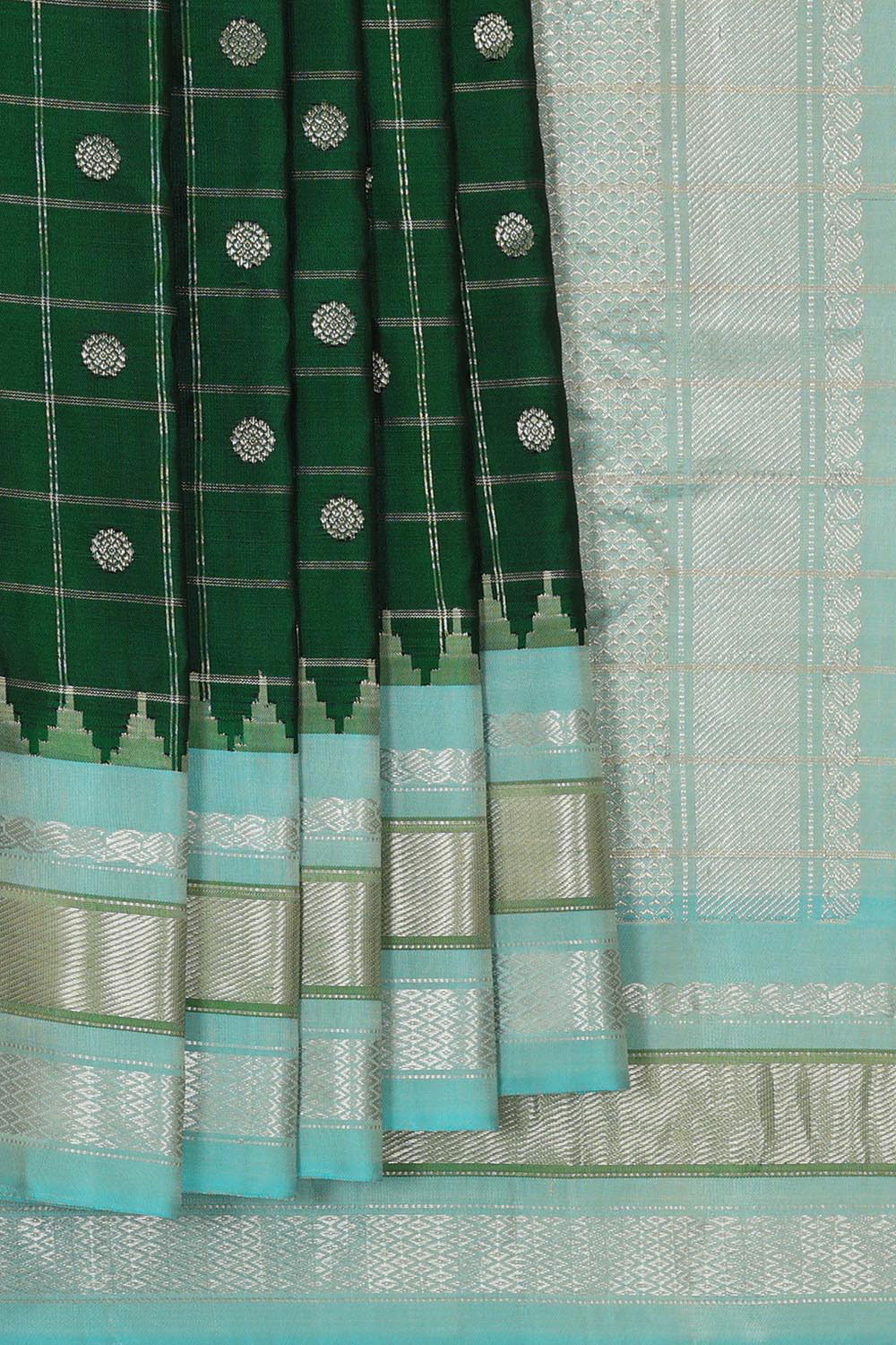 Gadwal Silk Bottle Green Saree