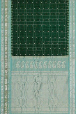 Image of Gadwal Silk Bottle Green Saree