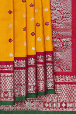 Image of Gadwal Silk Haldi Yellow Saree