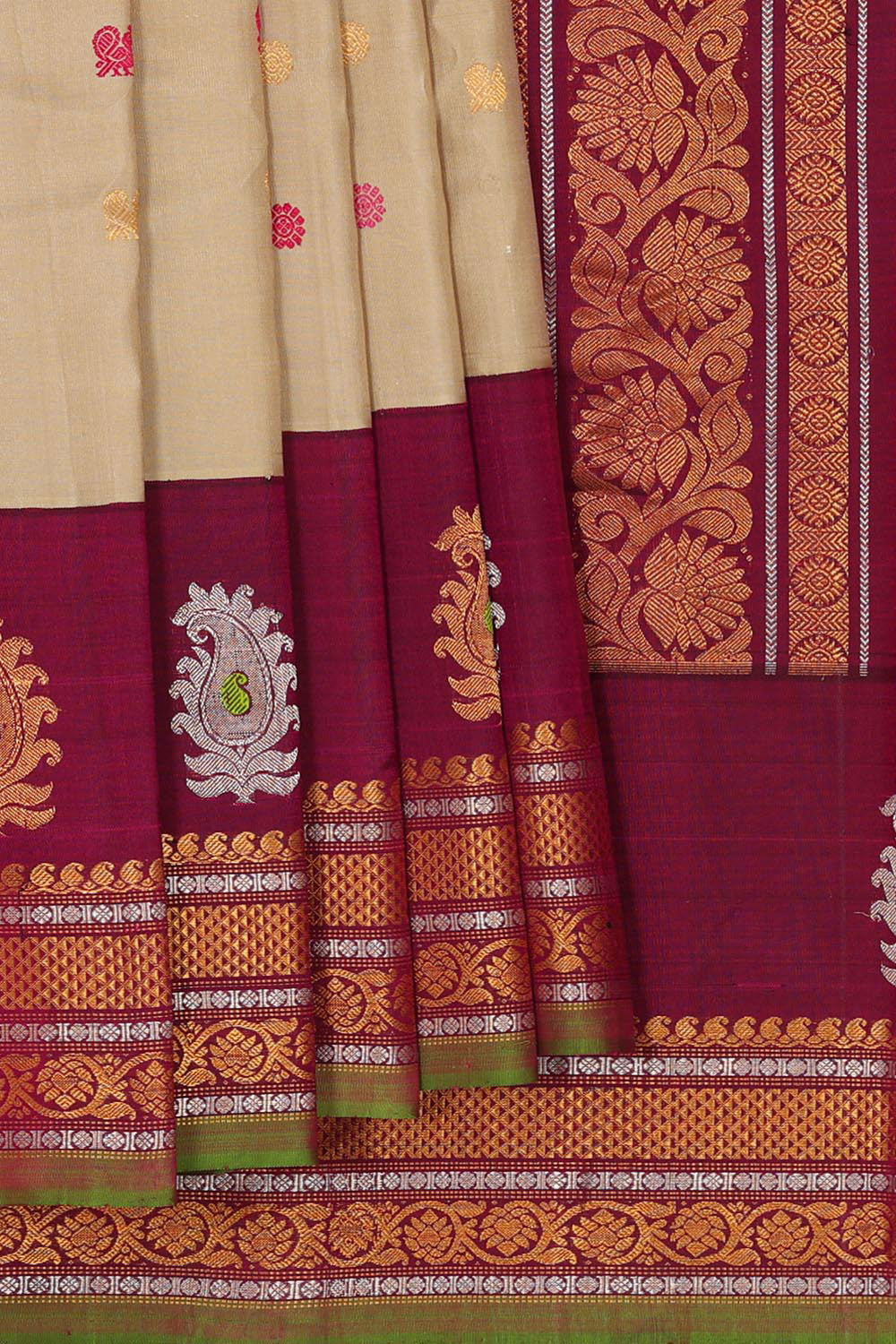 Gadwal Silk Cream Saree