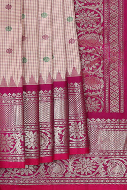 Image of Gadwal Silk Cream Saree