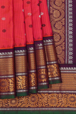 Image of Gadwal Silk Pinkish Red Saree