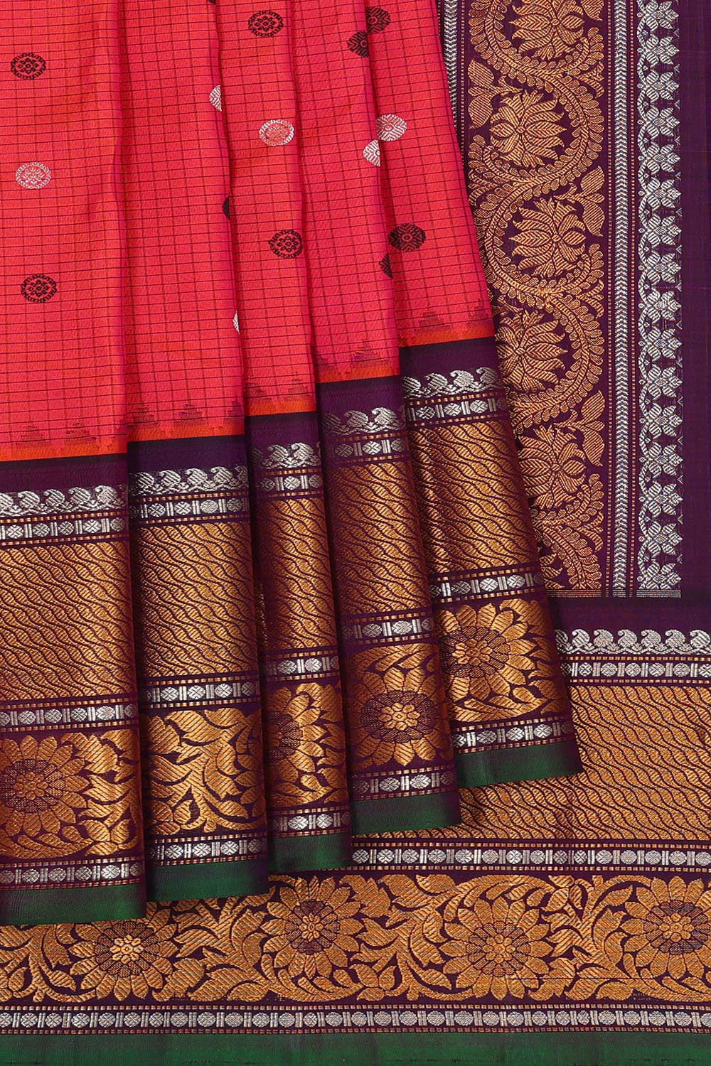 Gadwal Silk Pinkish Red Saree