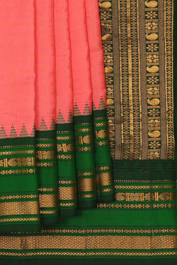 Image of Gadwal Silk Peach Pink Saree