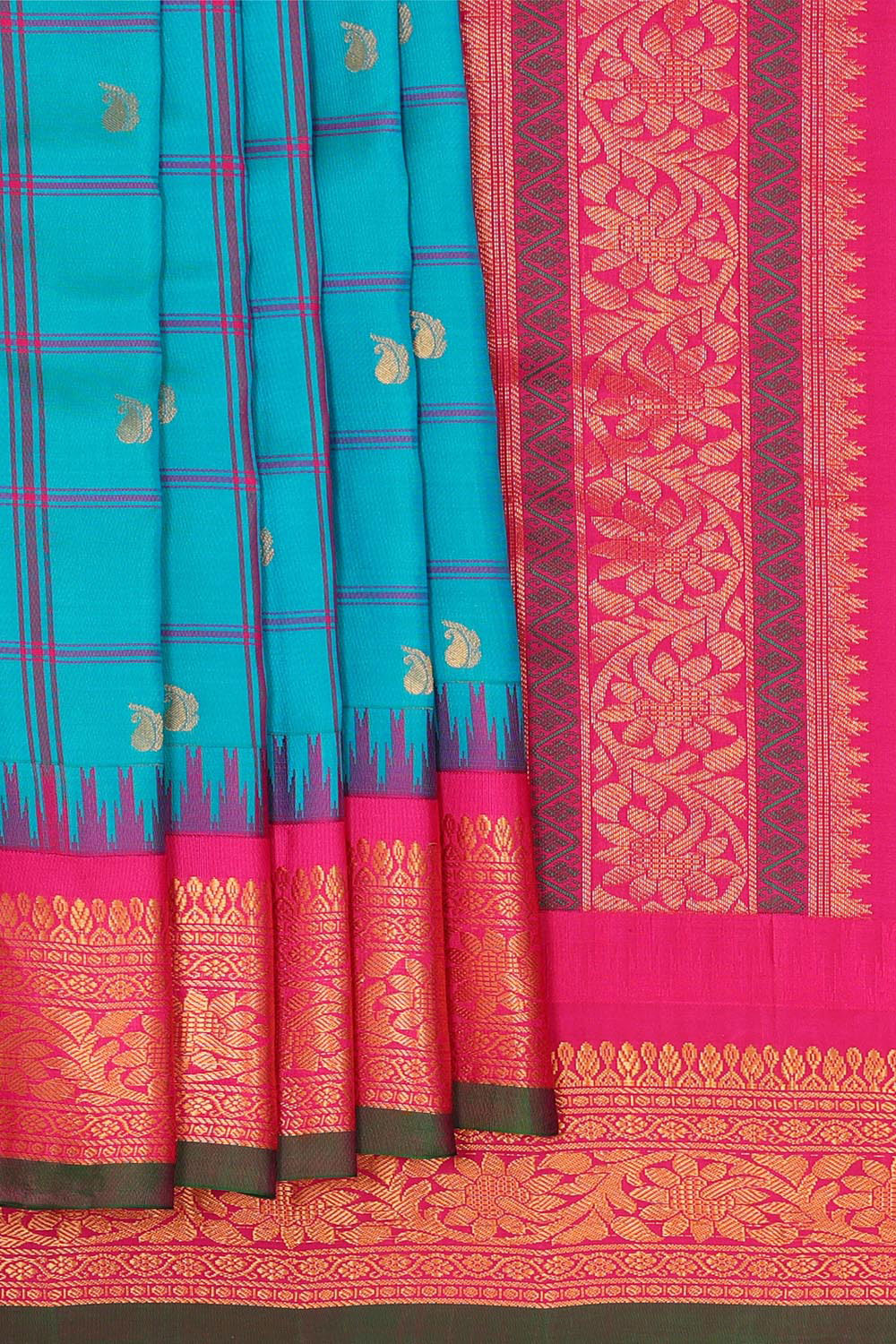 Gadwal Silk Sky Blue Saree