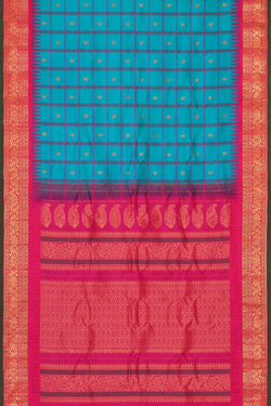 Image of Gadwal Silk Sky Blue Saree