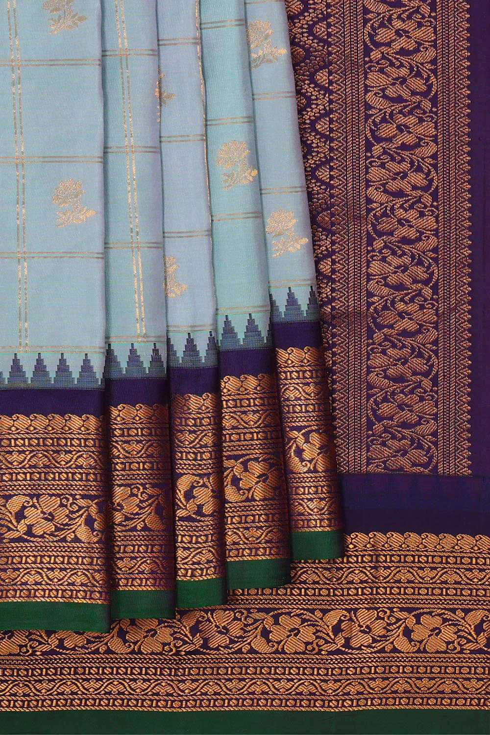 Gadwal Silk Misty Blue Saree