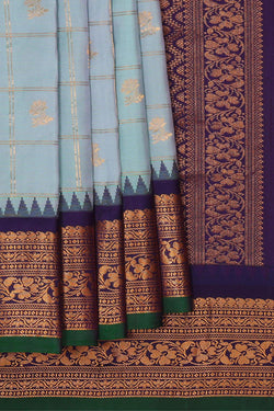 Image of Gadwal Silk Misty Blue Saree