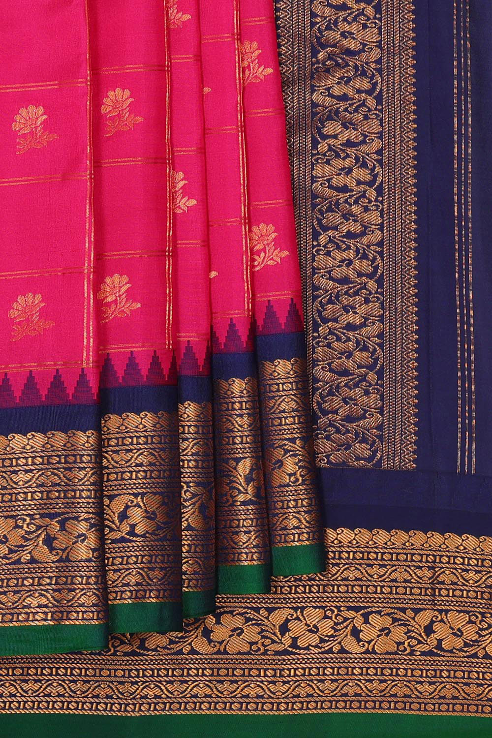 Gadwal Silk Rani Pink Saree