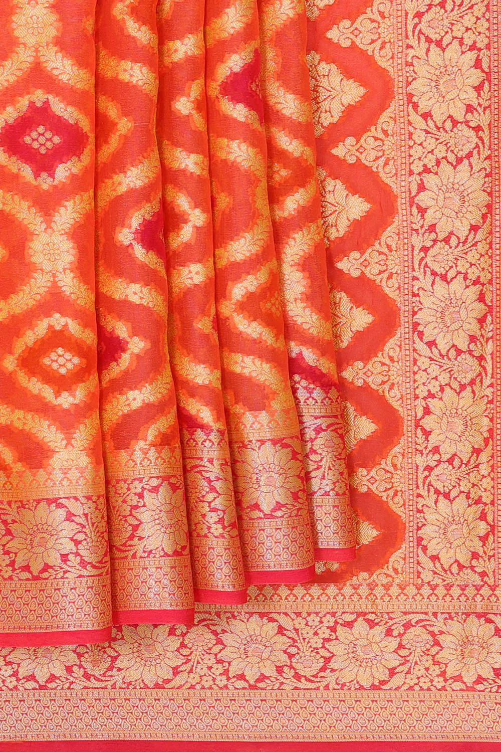 Banarasi Semi Georgette Orange Saree