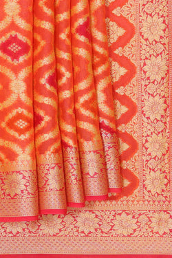 Image of Banarasi Semi Georgette Orange Saree