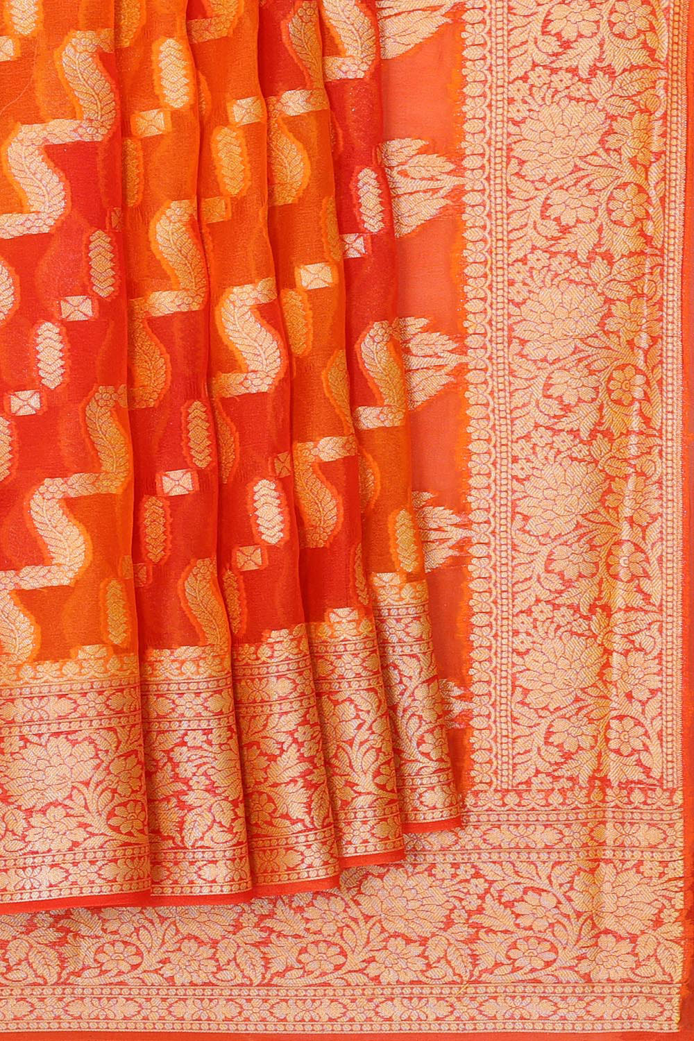 Banarasi Semi Georgette Orange Saree