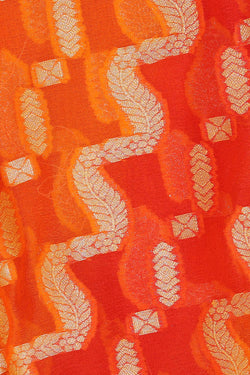 Image of Banarasi Semi Georgette Orange Saree