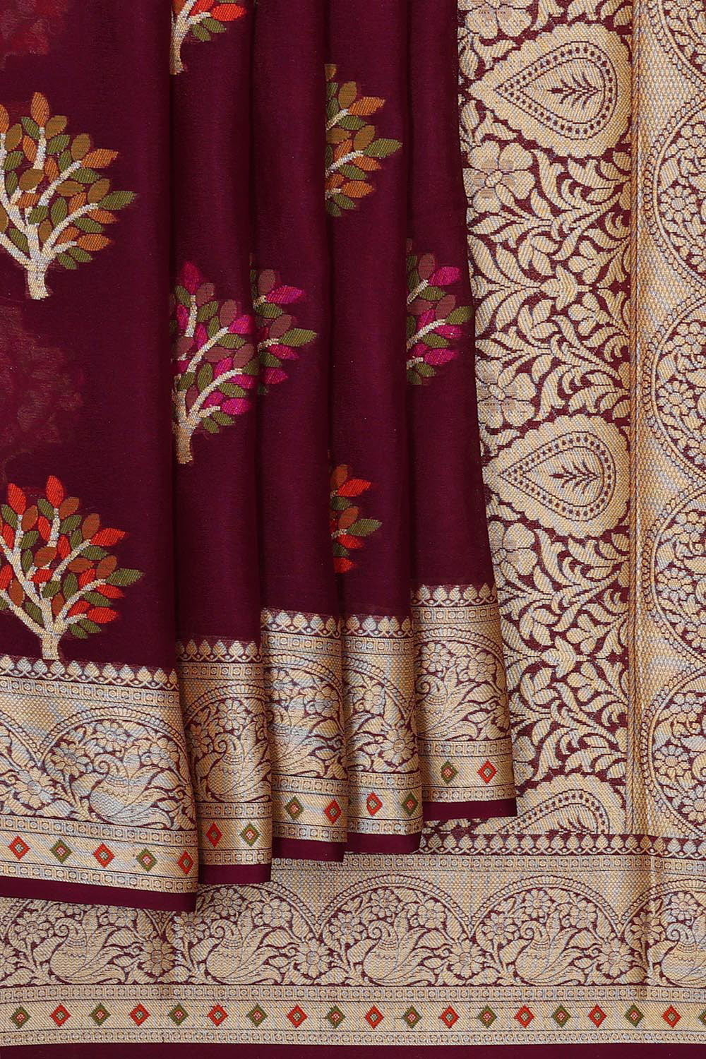 Banarasi Semi Georgette Wine Colour Saree