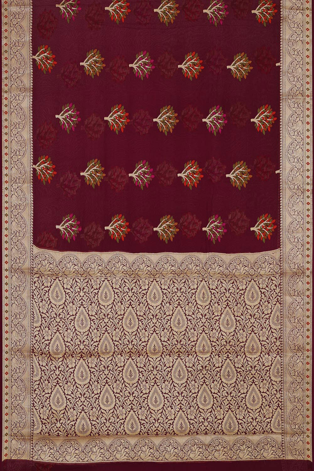 Banarasi Semi Georgette Wine Colour Saree