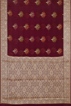 Image of Banarasi Semi Georgette Wine Colour Saree