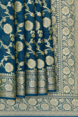 Image of Banarasi Semi Georgette Peacock Blue Saree