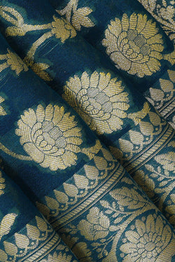 Image of Banarasi Semi Georgette Peacock Blue Saree