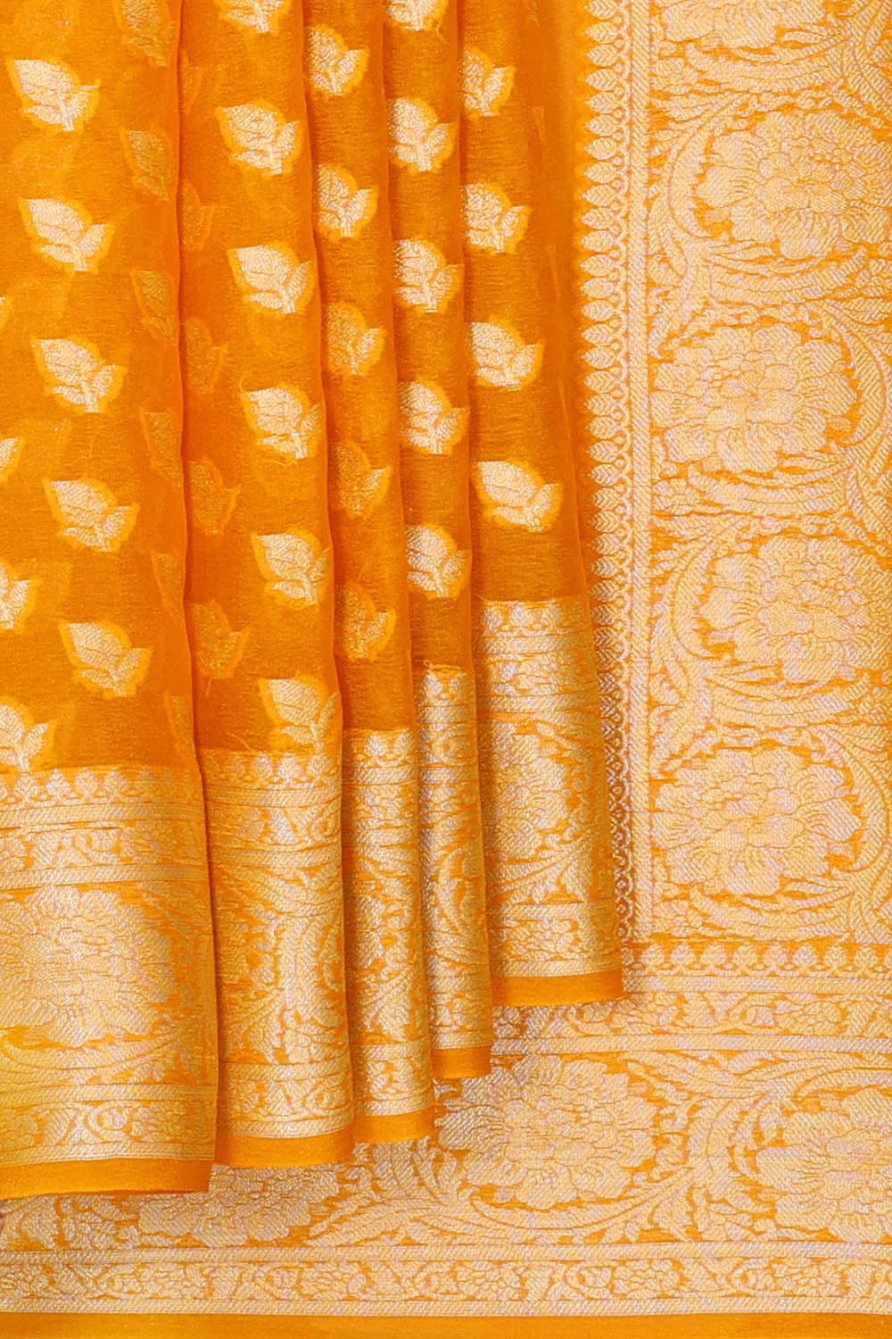 Banarasi Semi Georgette Mustard Yellow Saree