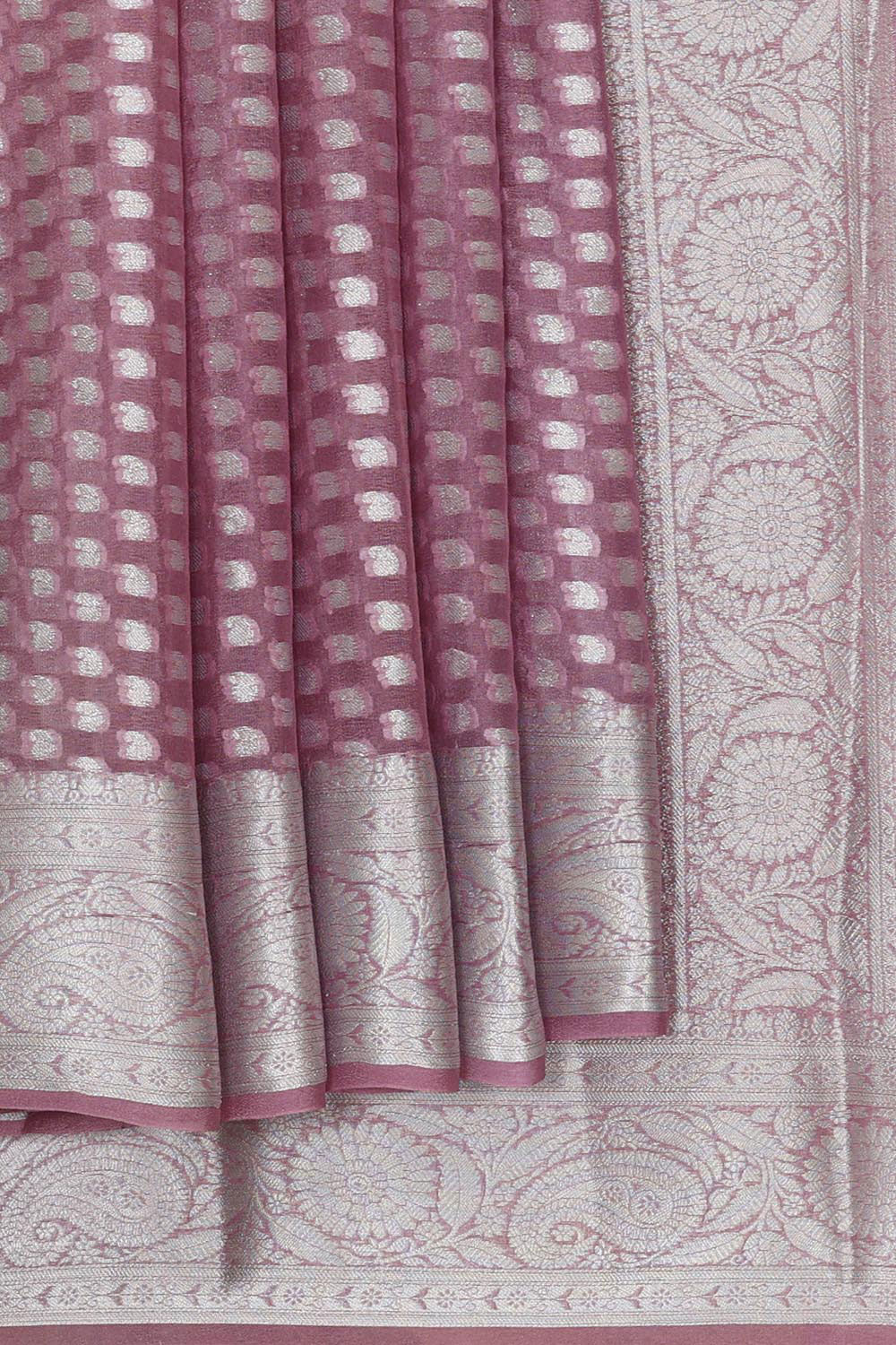 Banarasi Semi Georgette Dark Onion Pink Saree