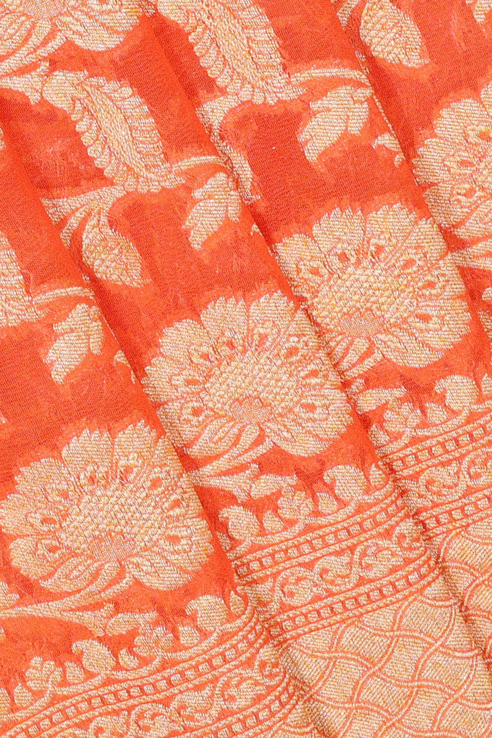 Banarasi Georgette Orange Saree