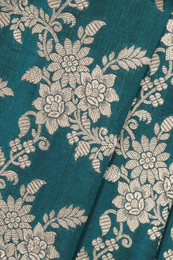 Image of Banarasi Silk Dark Peacock Green Saree