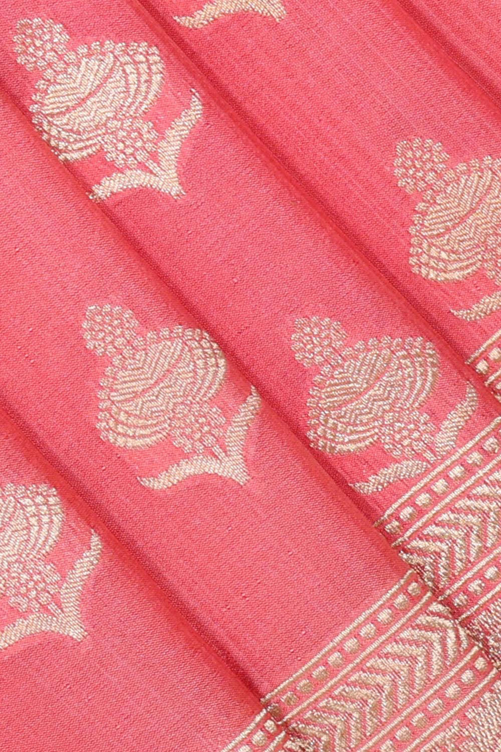 Collection of Banarasi Silk Peach Pink Saree in a gallery layout