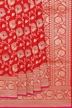 Collection of Banarasi Silk Cherry Red Saree in a gallery layout