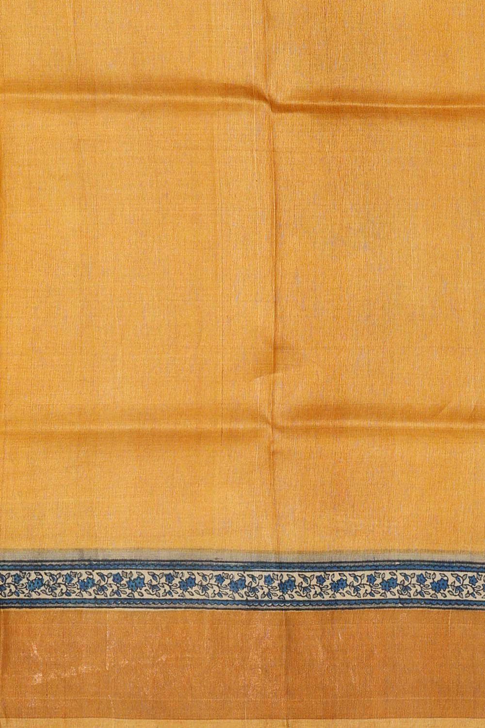 Printed Tussar Silk Cream-Blue Saree