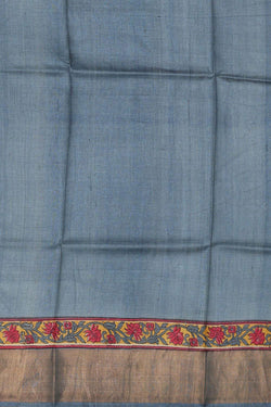 Image of Printed Tussar Silk Dark Blue Saree