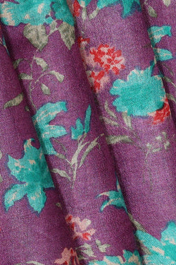 Image of Printed Tussar Silk Purple Saree