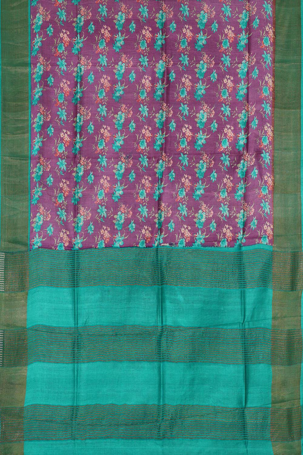 Printed Tussar Silk Purple Saree