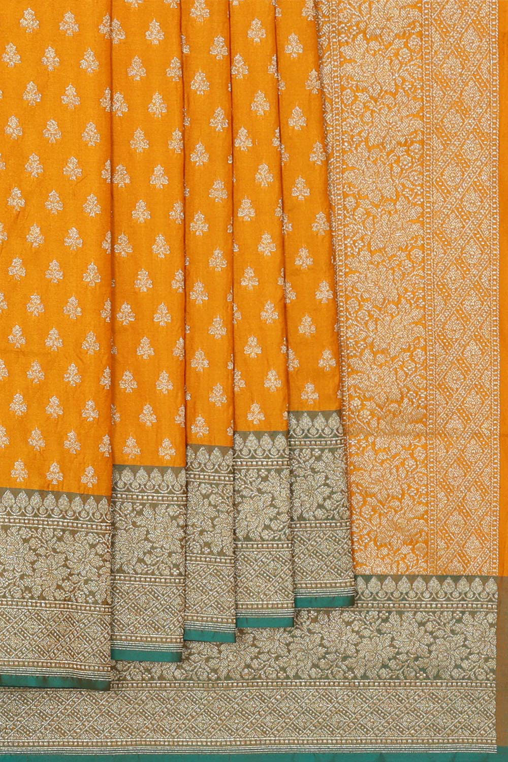 Collection of Banarasi Silk Mustard Yellow Saree in a gallery layout