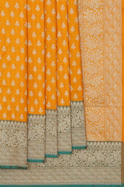 Collection of Banarasi Silk Mustard Yellow Saree in a gallery layout