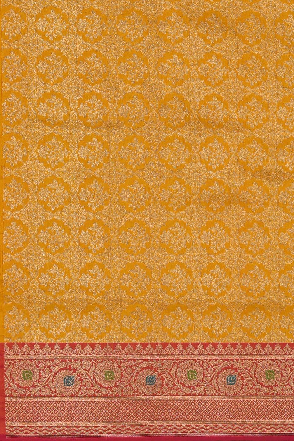 Collection of Banarasi Silk Mustard Yellow Saree in a gallery layout