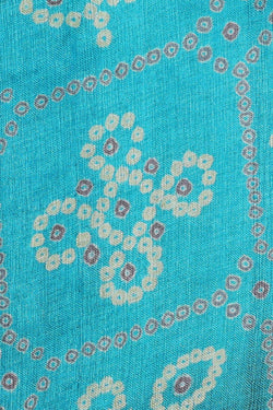 Image of Printed Tussar Silk Sky Blue Saree