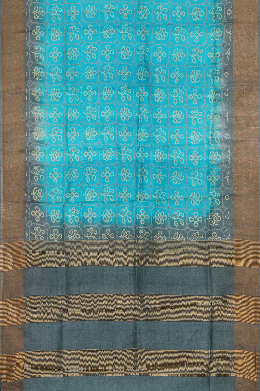 Printed Tussar Silk Sky Blue Saree