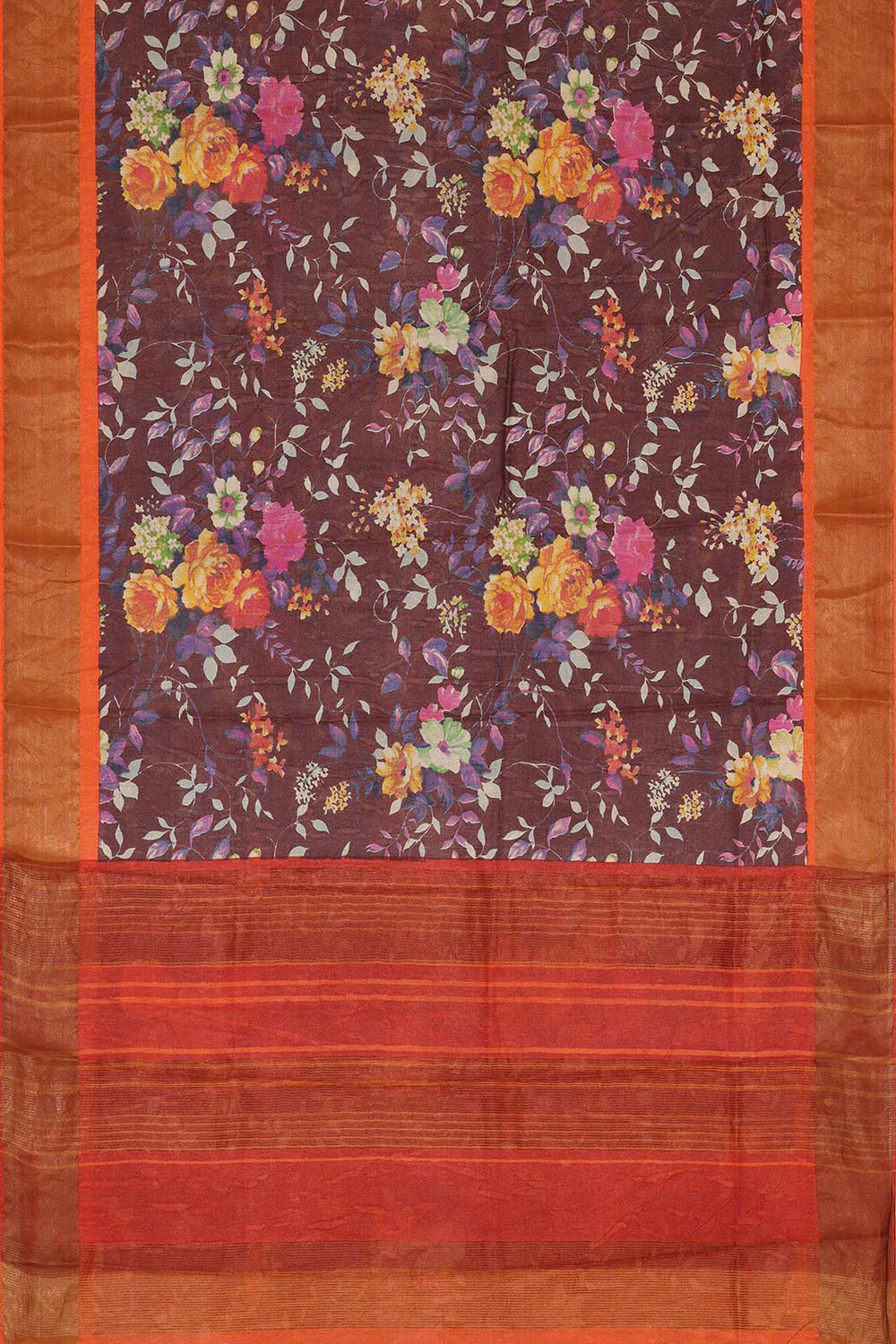 Printed Tussar Silk Maroon Saree